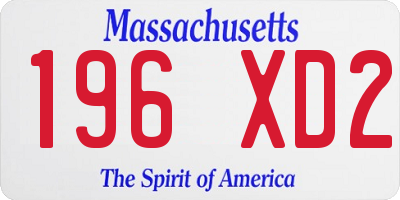 MA license plate 196XD2