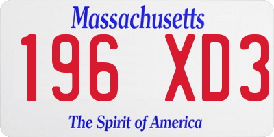 MA license plate 196XD3