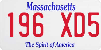 MA license plate 196XD5