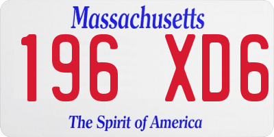MA license plate 196XD6