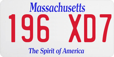 MA license plate 196XD7
