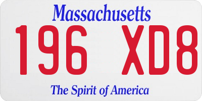 MA license plate 196XD8