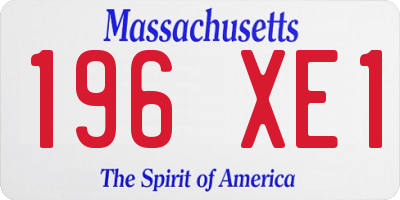 MA license plate 196XE1