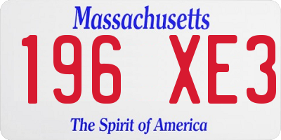 MA license plate 196XE3