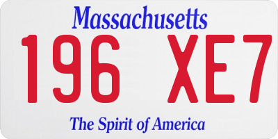 MA license plate 196XE7