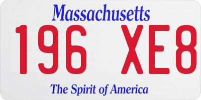 MA license plate 196XE8