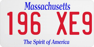 MA license plate 196XE9