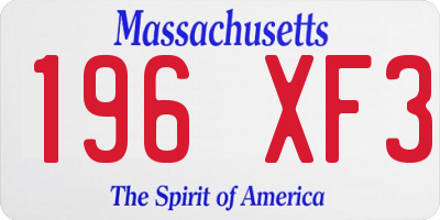 MA license plate 196XF3