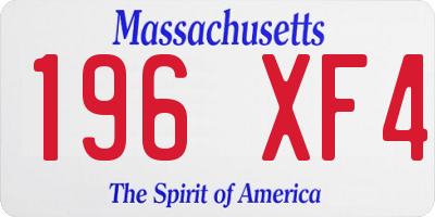 MA license plate 196XF4