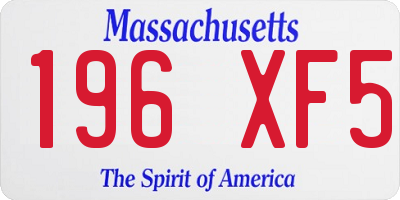 MA license plate 196XF5