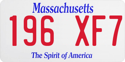 MA license plate 196XF7