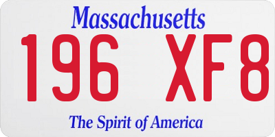 MA license plate 196XF8