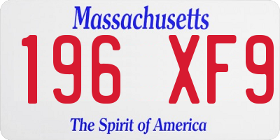 MA license plate 196XF9