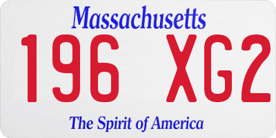 MA license plate 196XG2