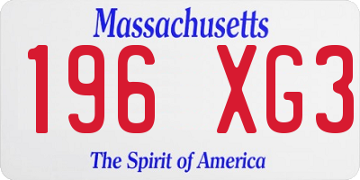 MA license plate 196XG3