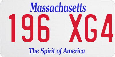 MA license plate 196XG4