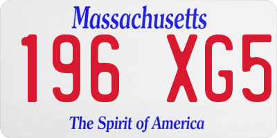 MA license plate 196XG5