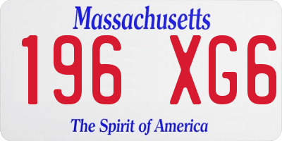 MA license plate 196XG6