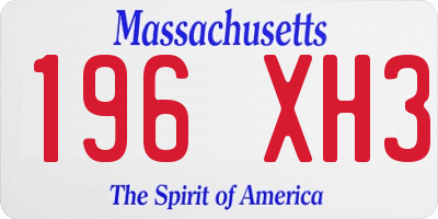 MA license plate 196XH3