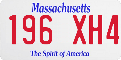 MA license plate 196XH4