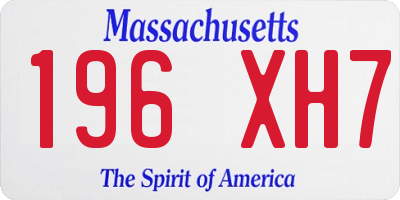 MA license plate 196XH7
