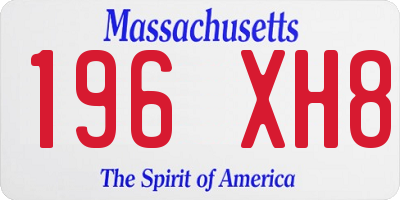 MA license plate 196XH8