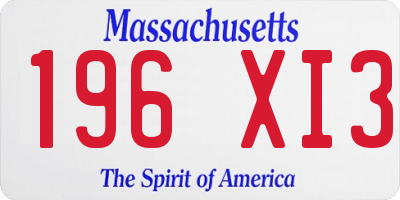MA license plate 196XI3