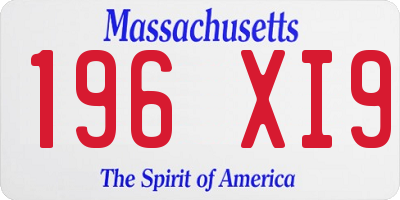 MA license plate 196XI9
