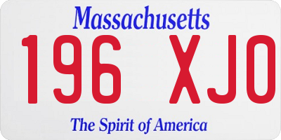 MA license plate 196XJ0