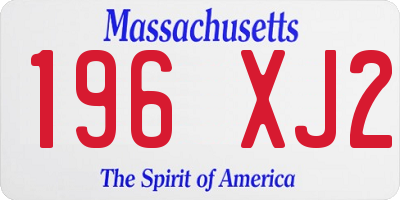 MA license plate 196XJ2