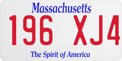 MA license plate 196XJ4