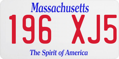 MA license plate 196XJ5