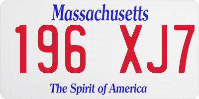 MA license plate 196XJ7