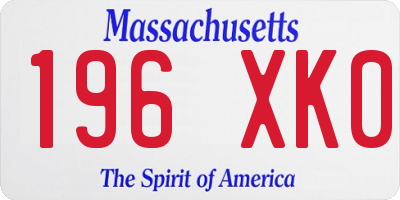 MA license plate 196XK0