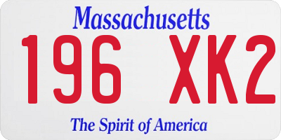 MA license plate 196XK2