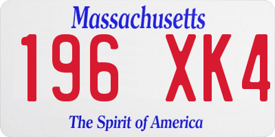 MA license plate 196XK4