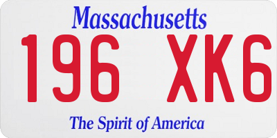 MA license plate 196XK6