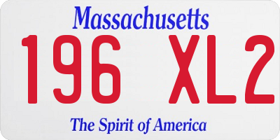 MA license plate 196XL2