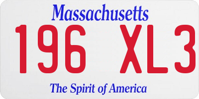 MA license plate 196XL3