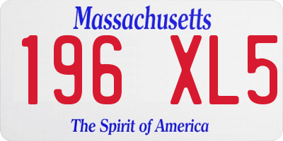 MA license plate 196XL5