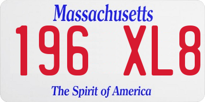 MA license plate 196XL8