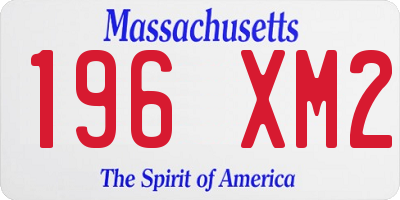 MA license plate 196XM2