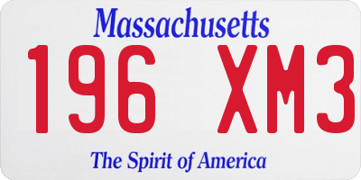 MA license plate 196XM3