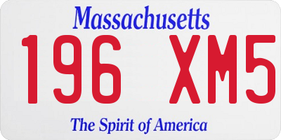 MA license plate 196XM5