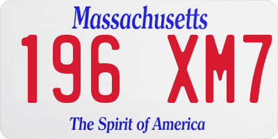 MA license plate 196XM7