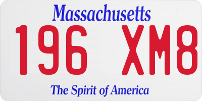 MA license plate 196XM8