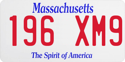 MA license plate 196XM9