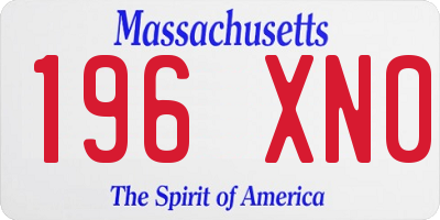 MA license plate 196XN0