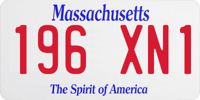 MA license plate 196XN1