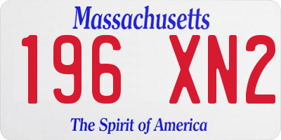 MA license plate 196XN2